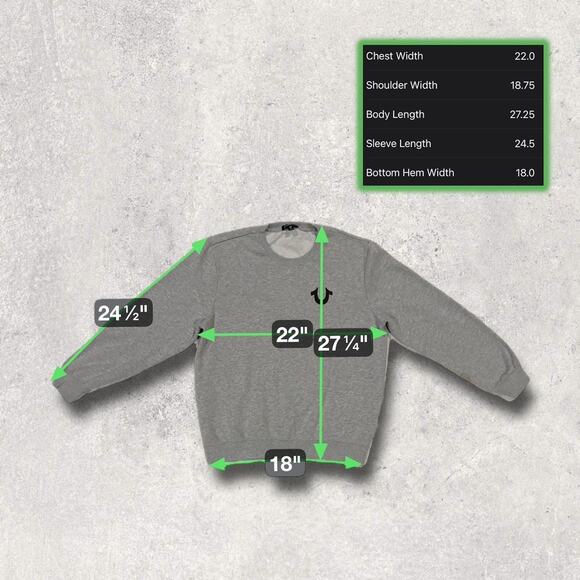 ★ True Religion Gray Horseshoe Logo Crewneck Sweatshirt ★ - Picture 6 of 7